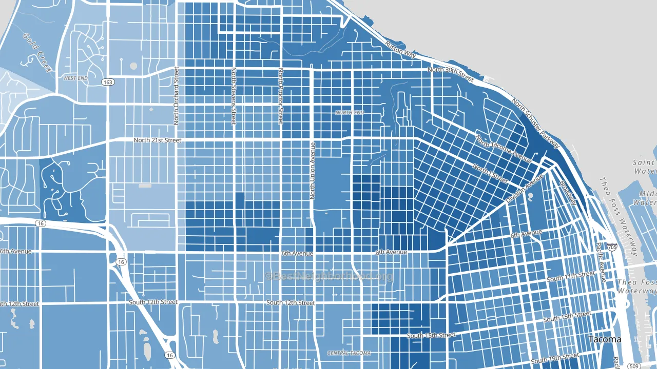 98416, WA block-group political-lean map