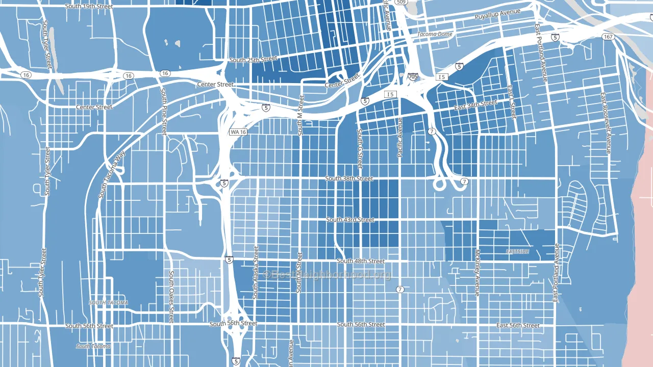 98418, WA block-group political-lean map
