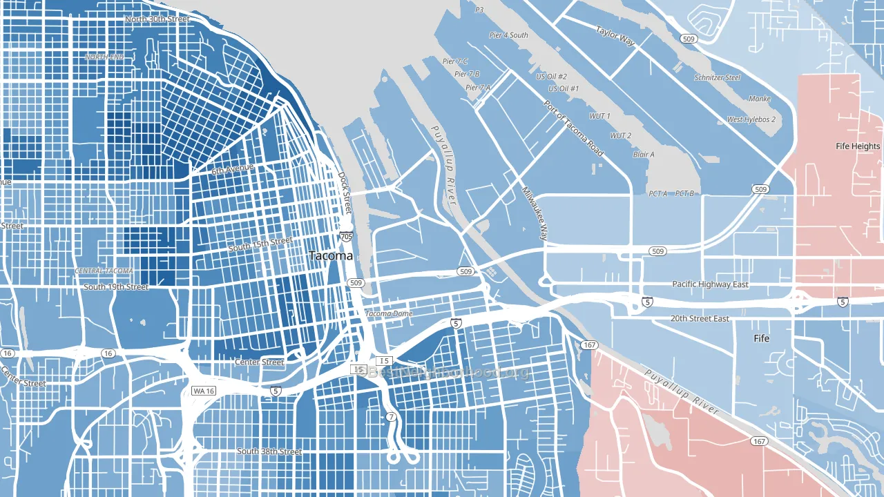 98421, WA block-group political-lean map