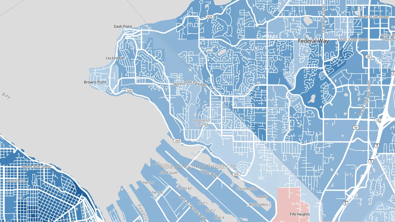 98422, WA block-group political-lean map