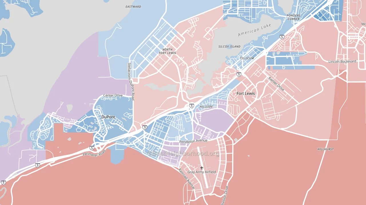 98433, WA block-group political-lean map