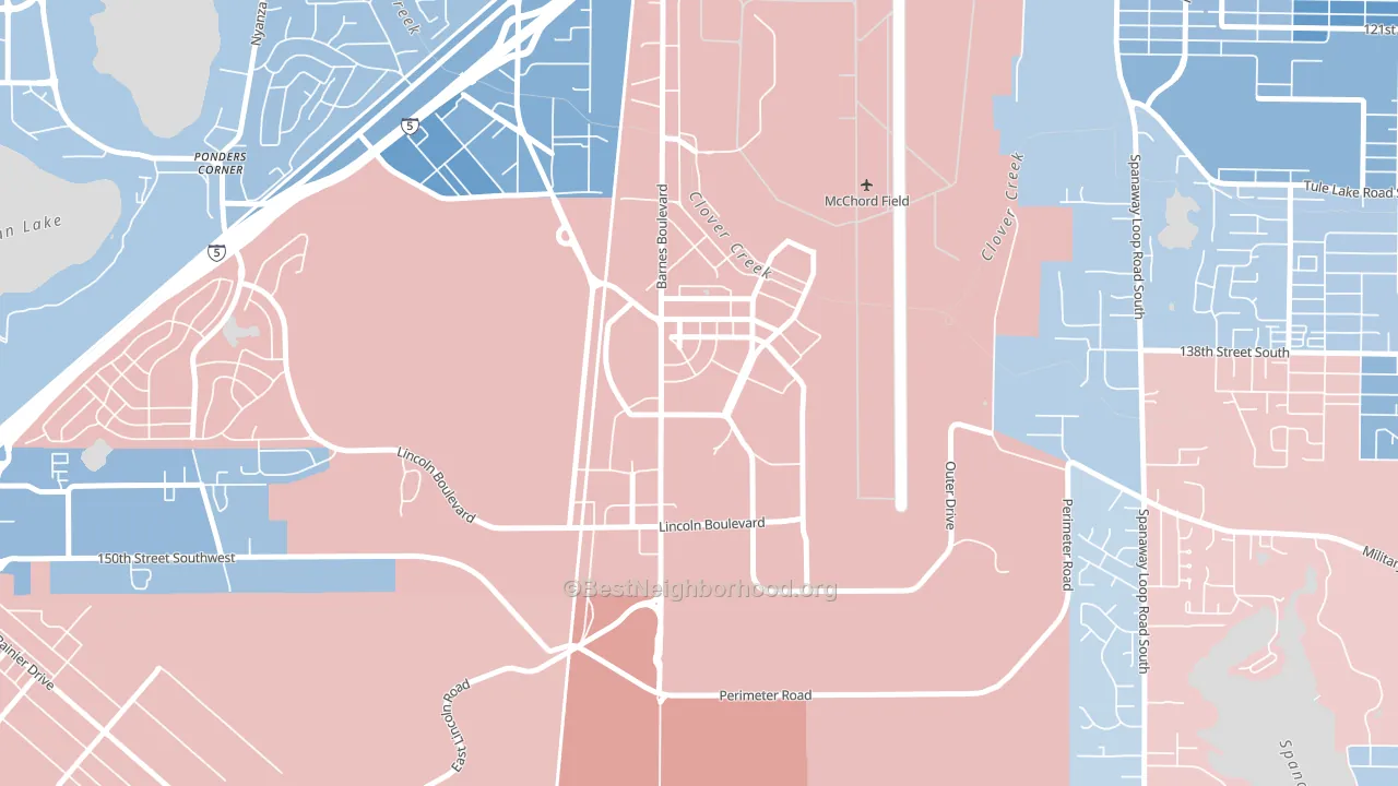 98438, WA block-group political-lean map