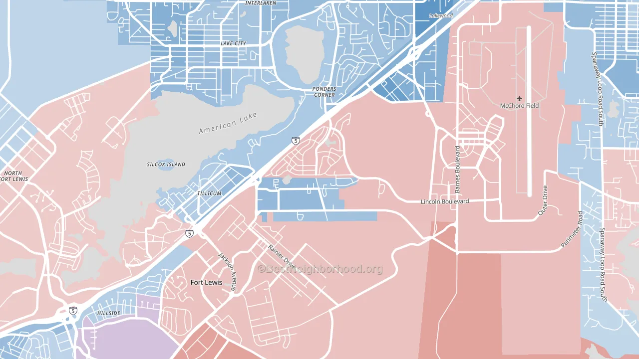 98439, WA block-group political-lean map