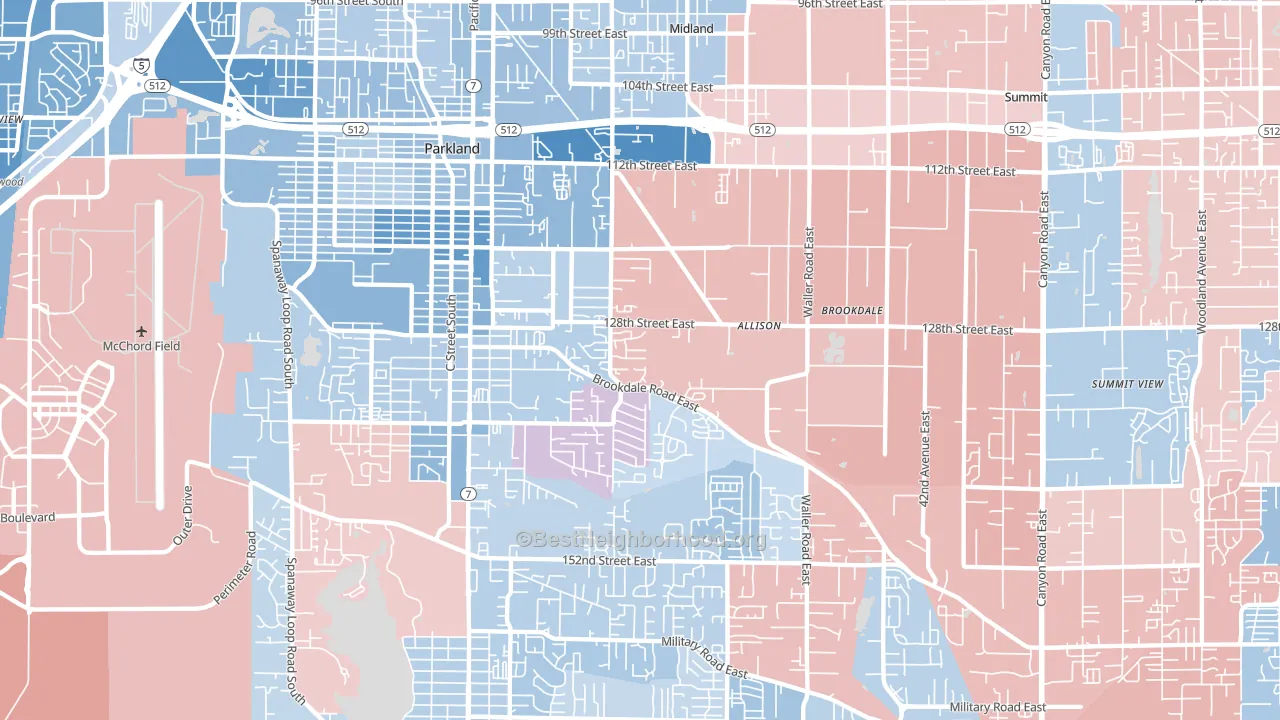 98445, WA block-group political-lean map