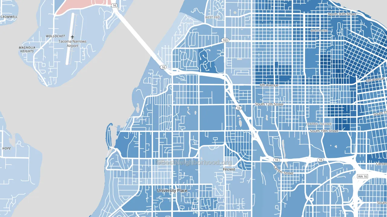98465, WA block-group political-lean map
