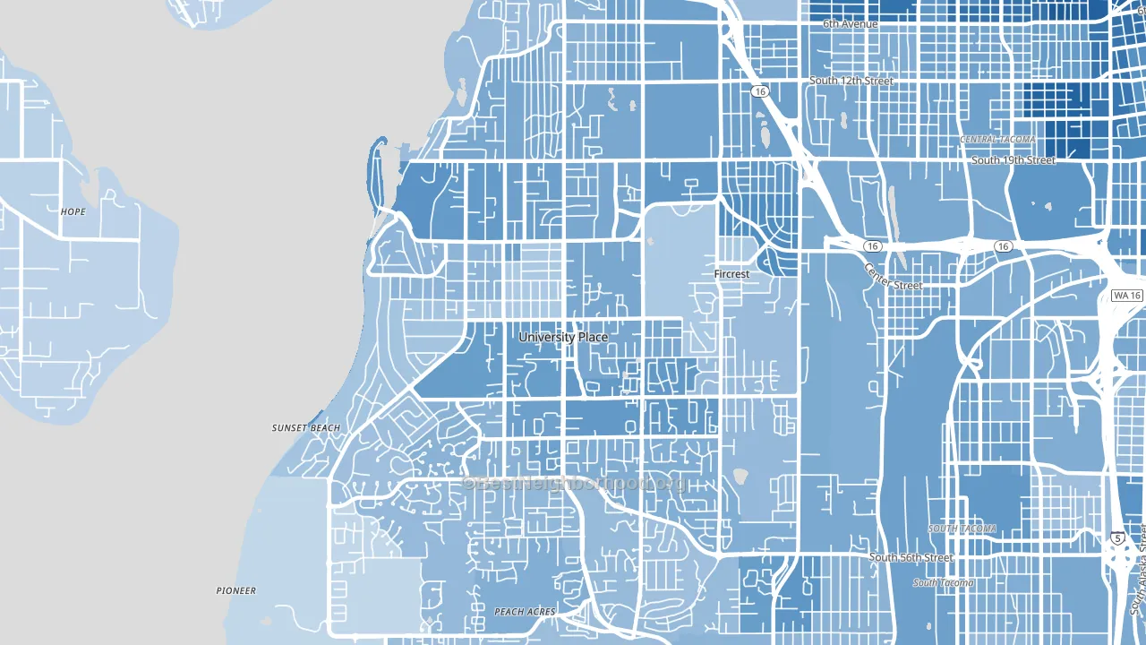 98466, WA block-group political-lean map