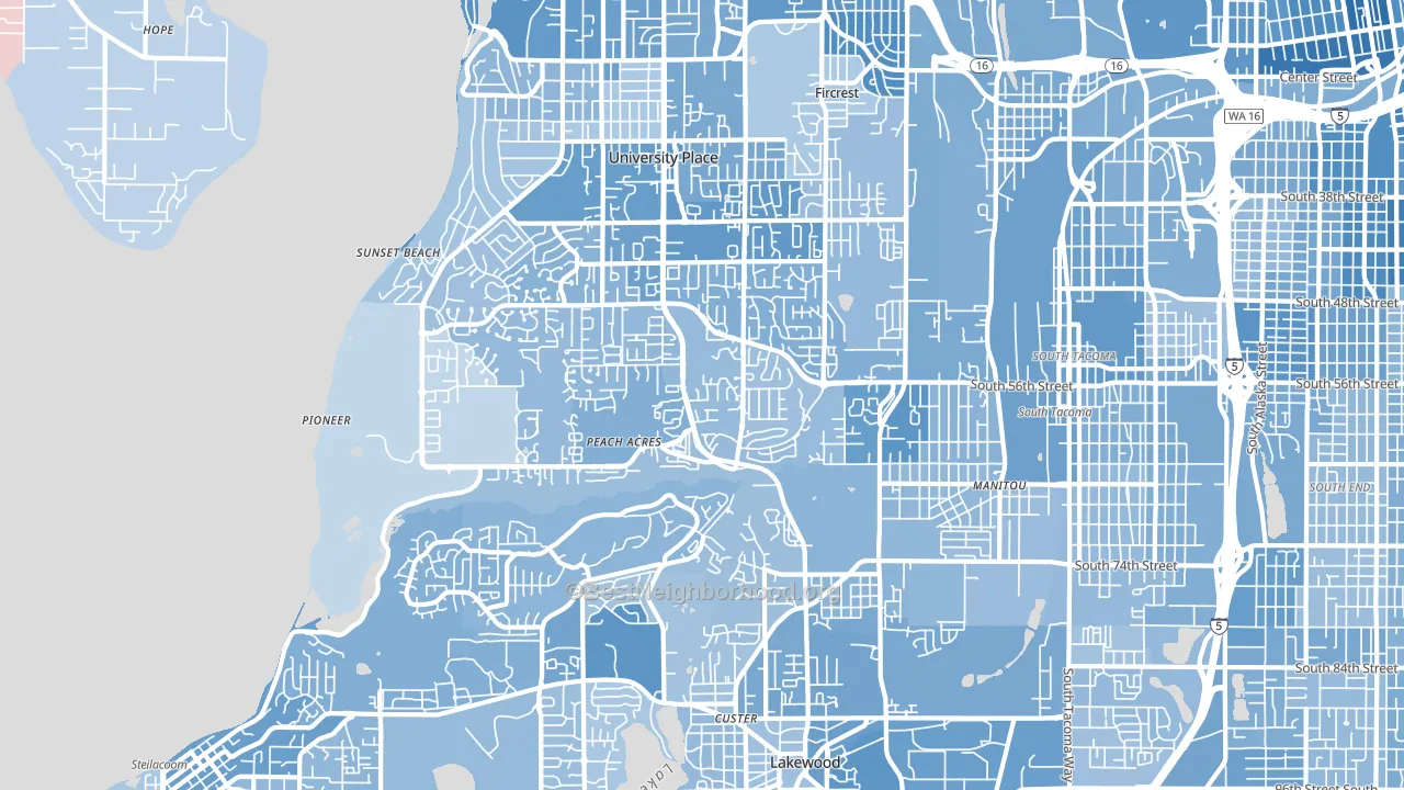 98467, WA block-group political-lean map