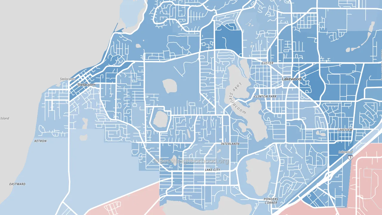 98498, WA block-group political-lean map