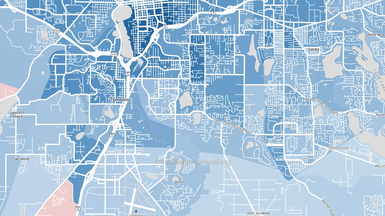 98501, WA block-group political-lean map