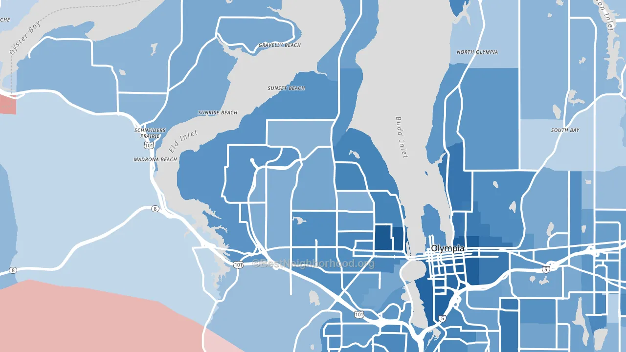 98502, WA block-group political-lean map