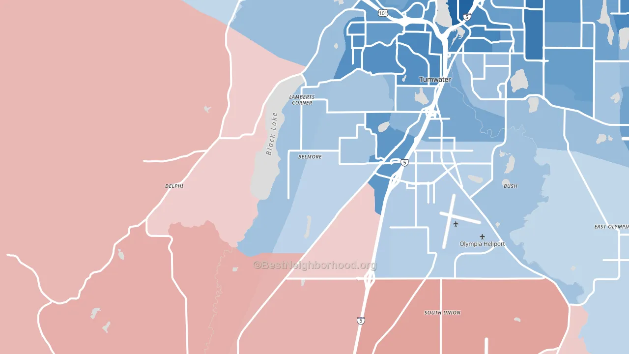98512, WA block-group political-lean map