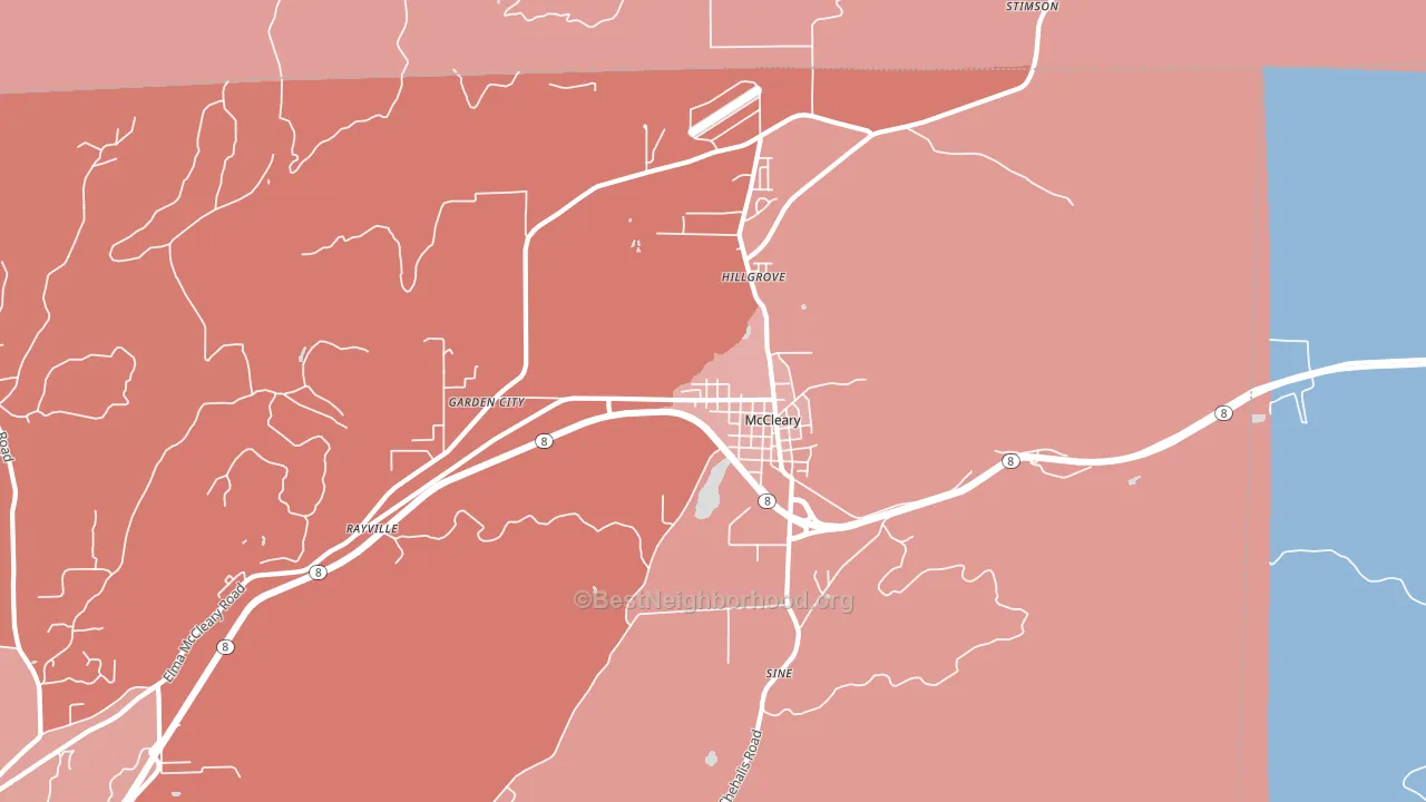 98557, WA block-group political-lean map
