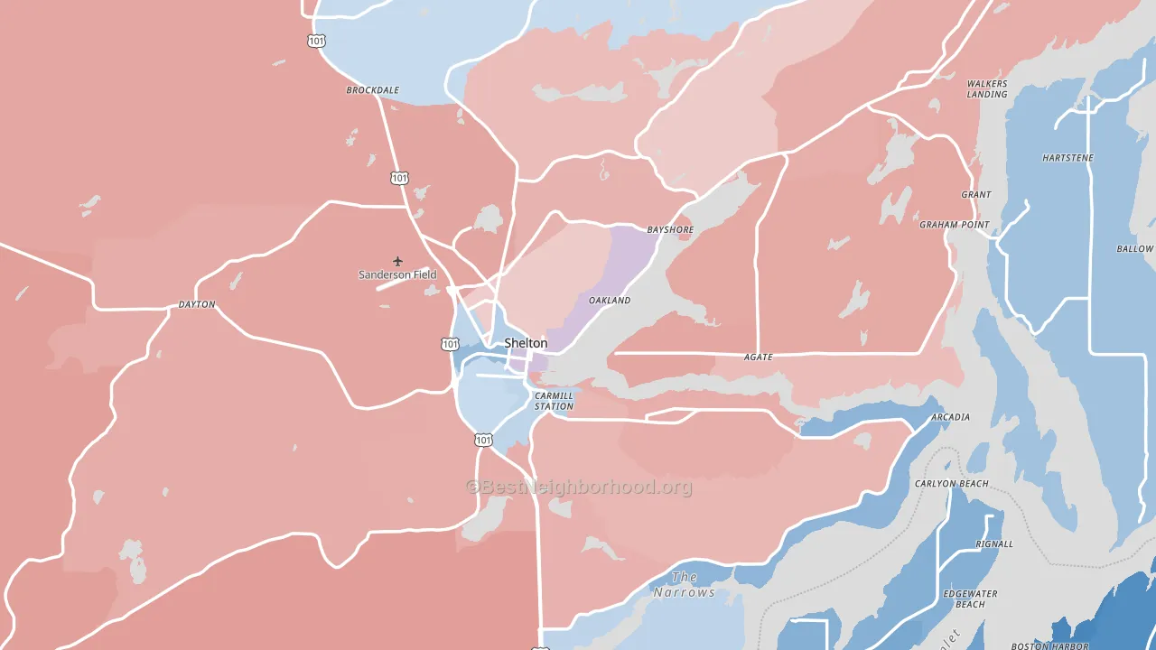 98584, WA block-group political-lean map