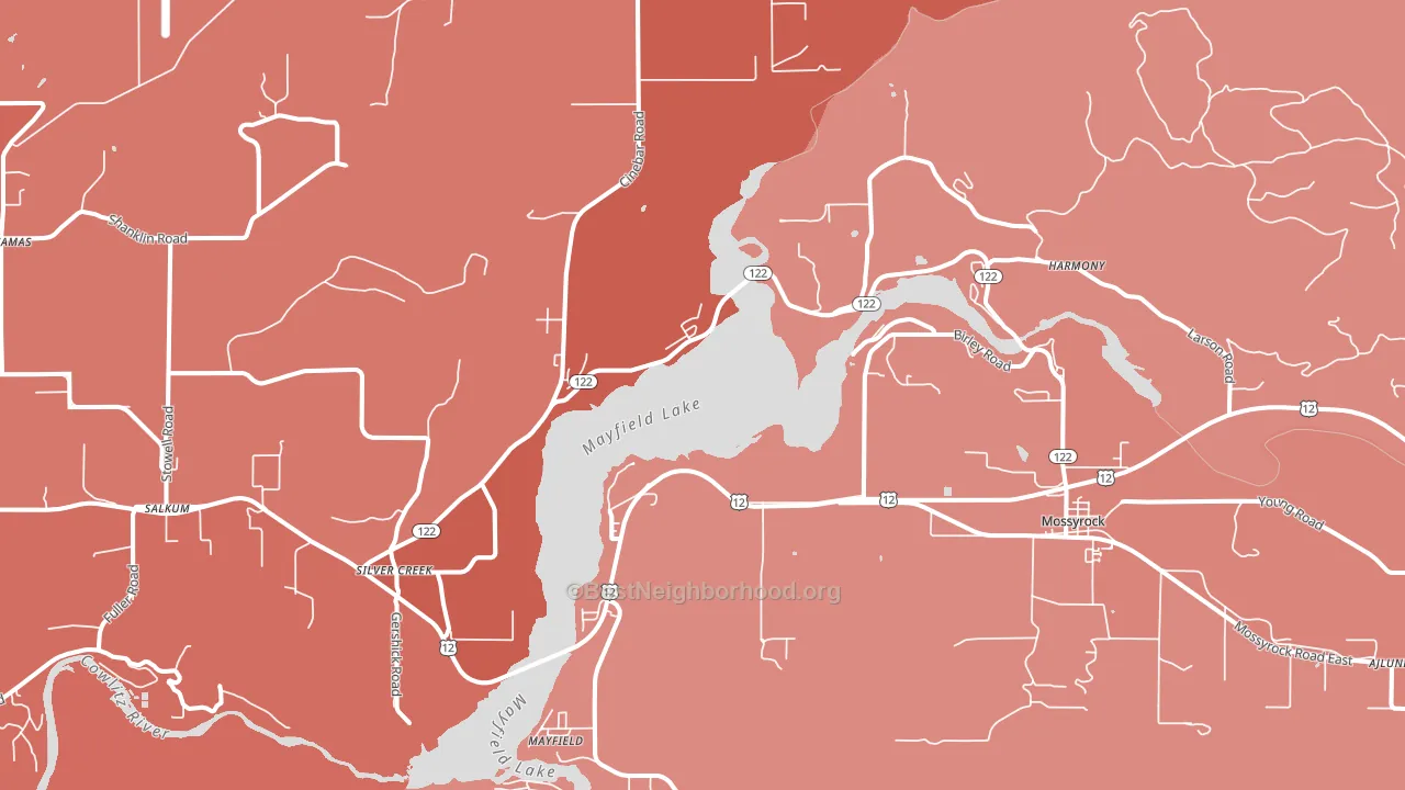98585, WA block-group political-lean map