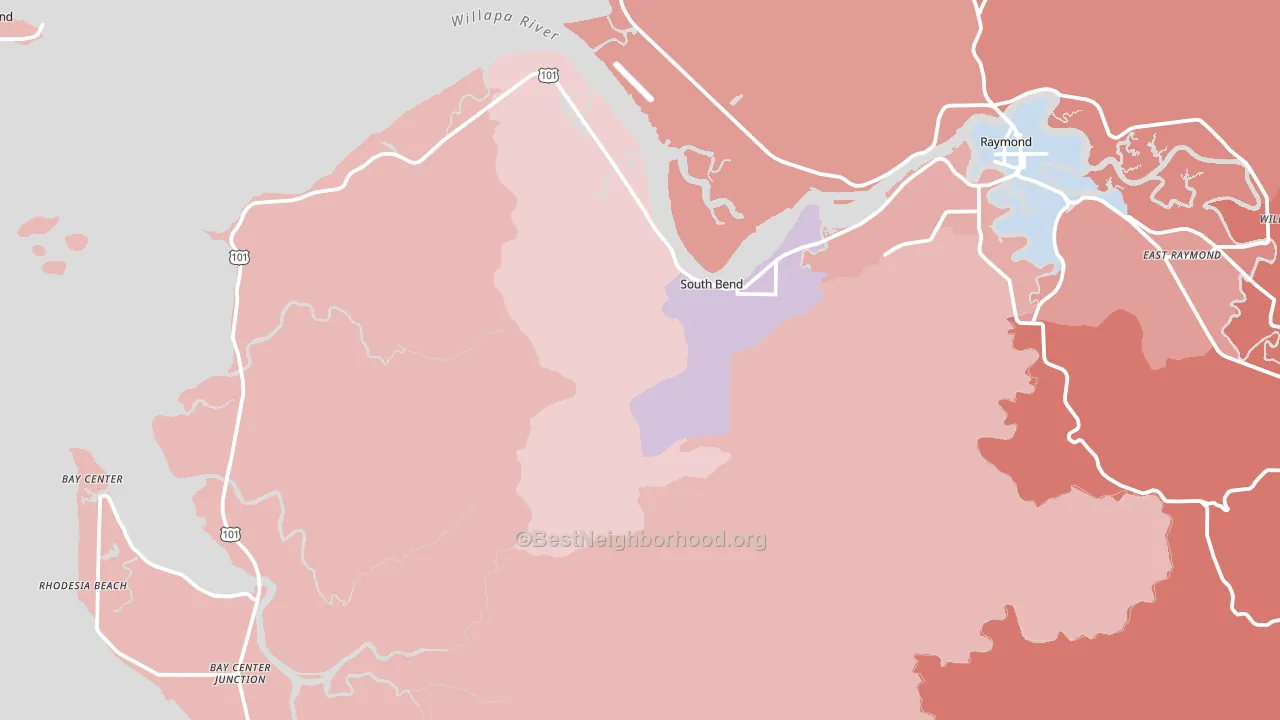 98586, WA block-group political-lean map