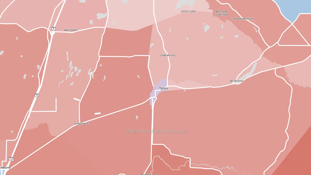 98589, WA block-group political-lean map