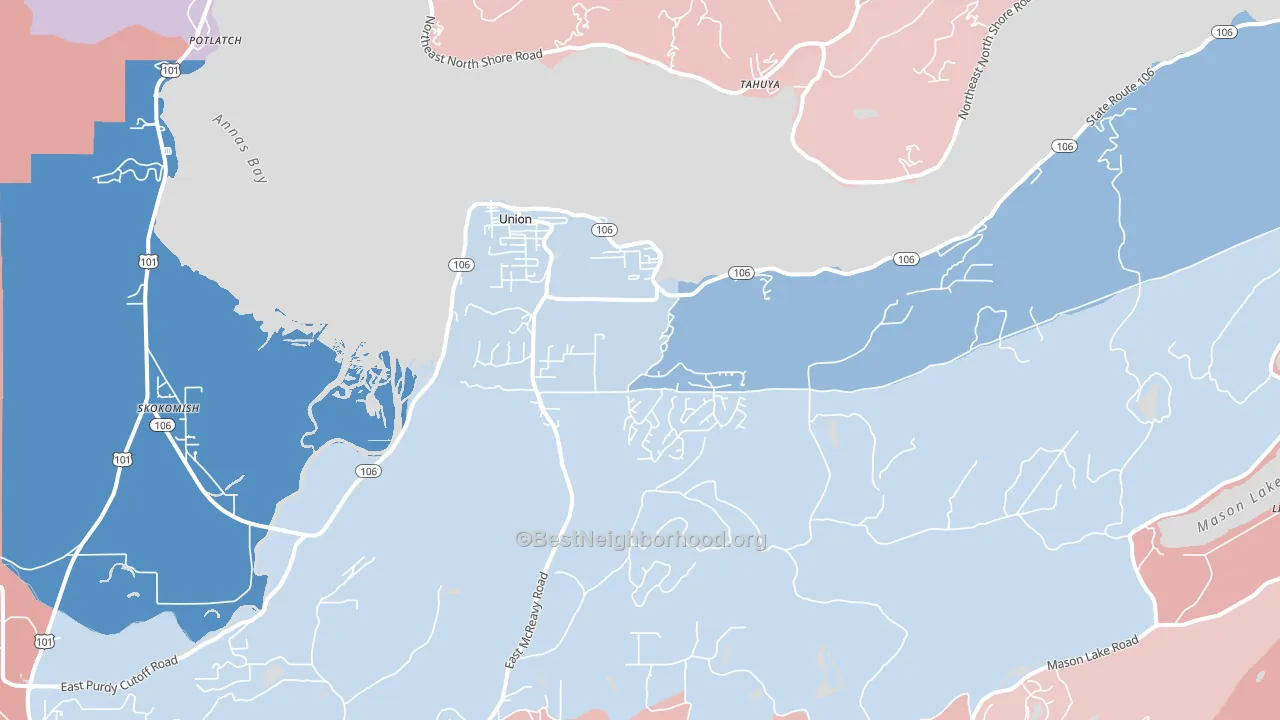 98592, WA block-group political-lean map