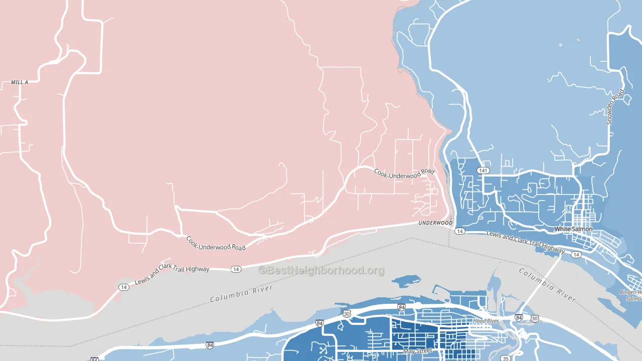 98651, WA block-group political-lean map
