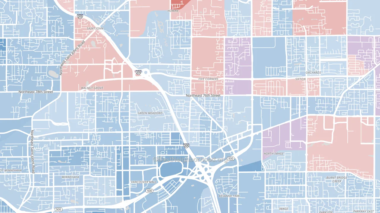 98662, WA block-group political-lean map