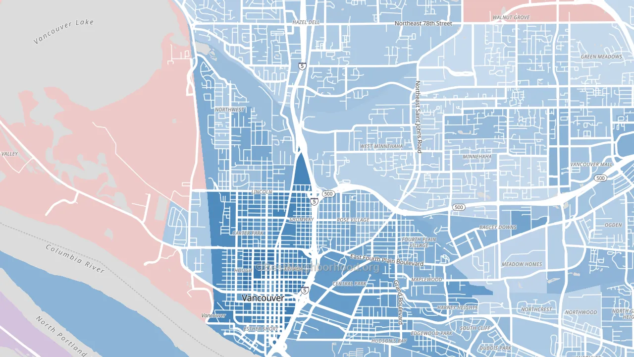98663, WA block-group political-lean map