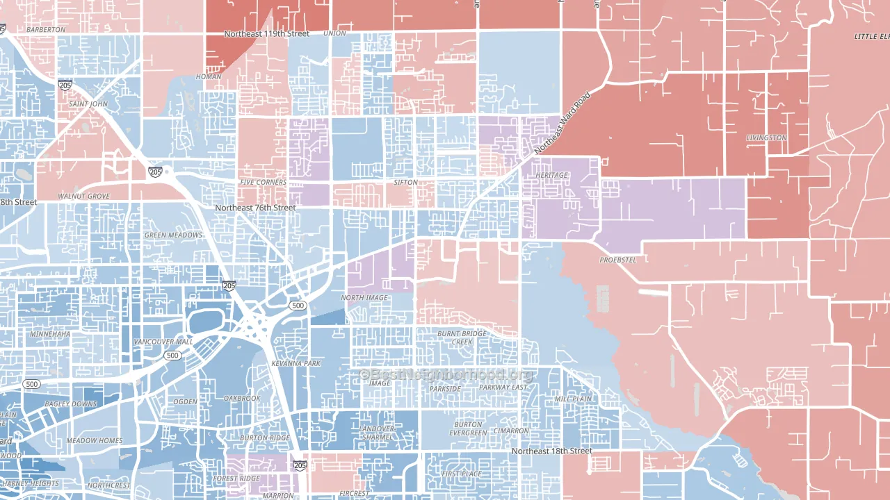98682, WA block-group political-lean map