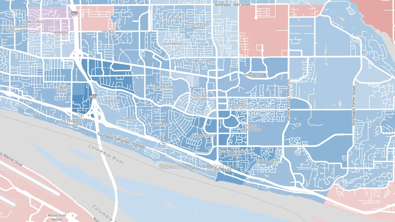 98683, WA block-group political-lean map