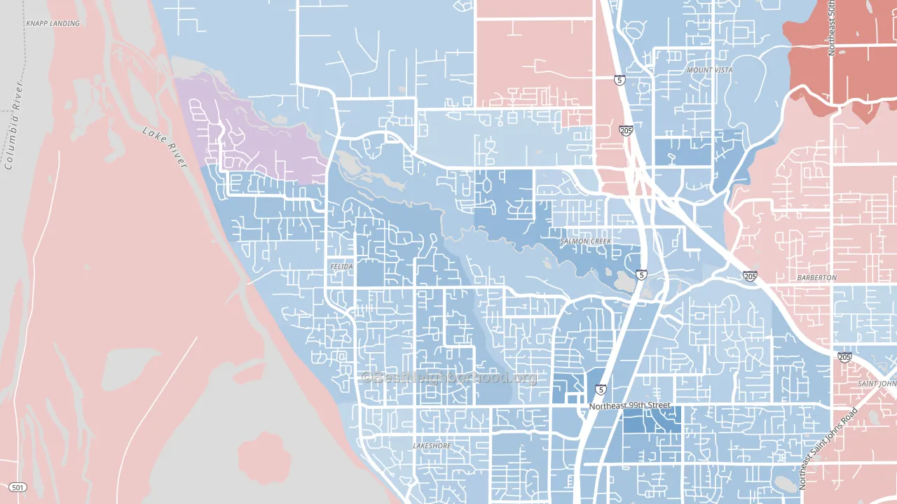98685, WA block-group political-lean map