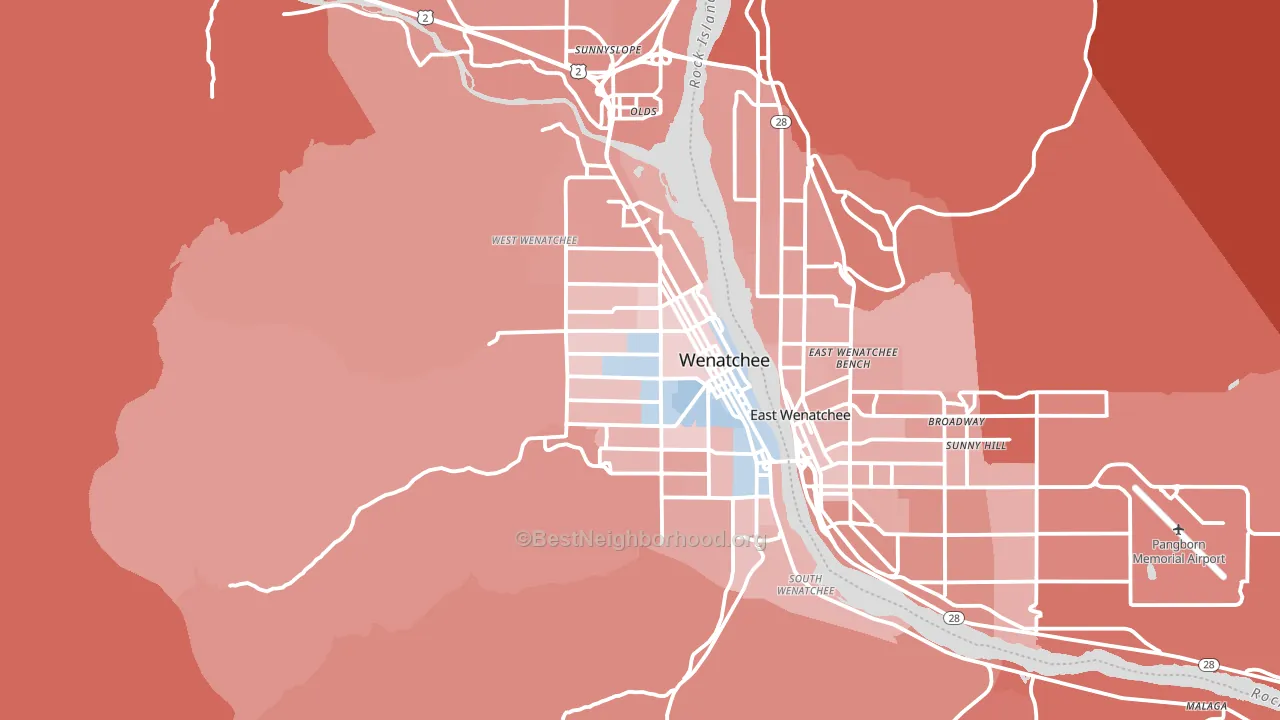 98801, WA block-group political-lean map