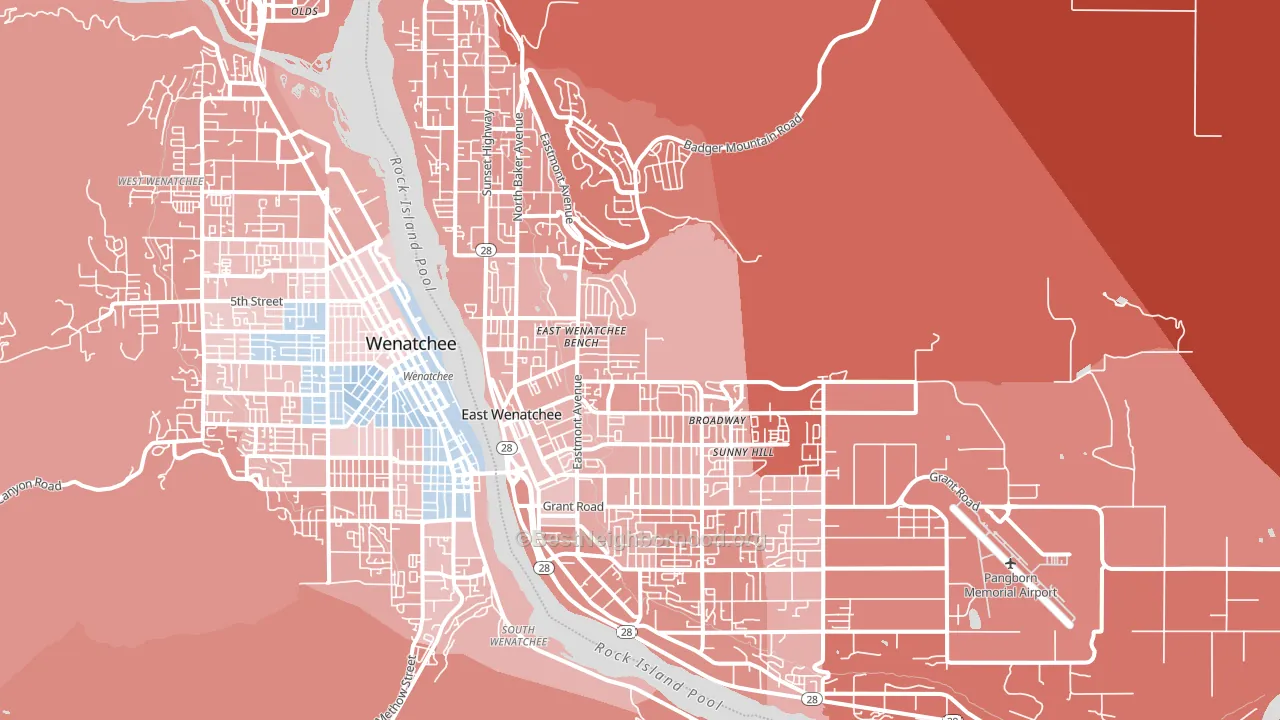 98802, WA block-group political-lean map
