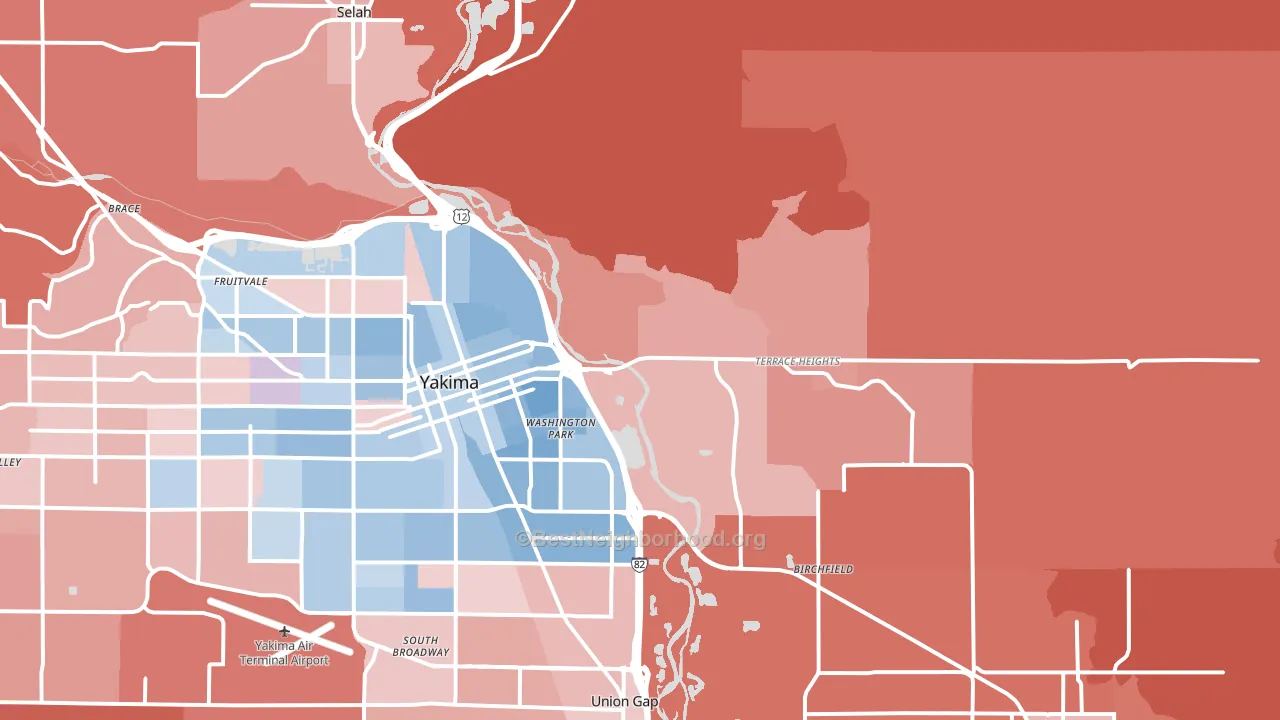 98901, WA block-group political-lean map