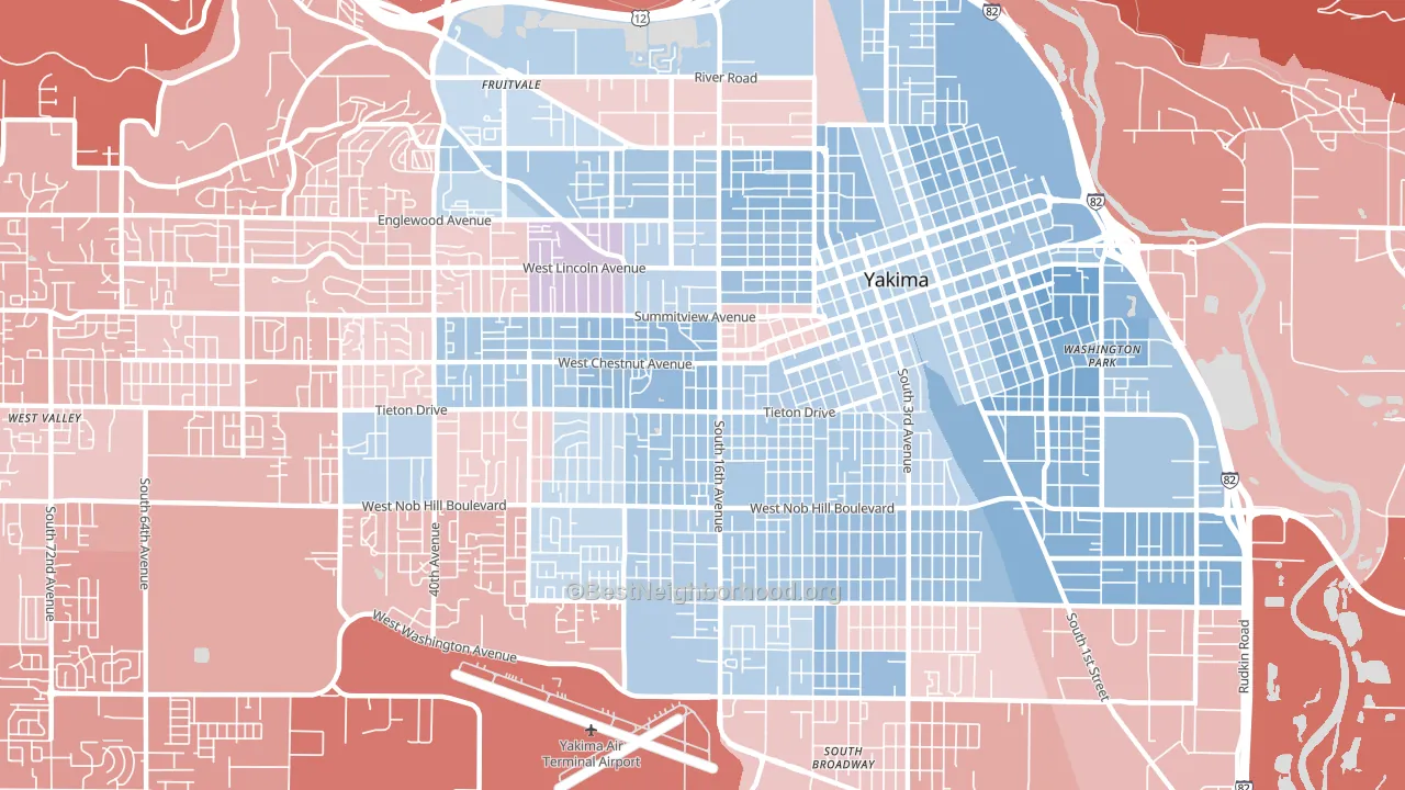 98902, WA block-group political-lean map