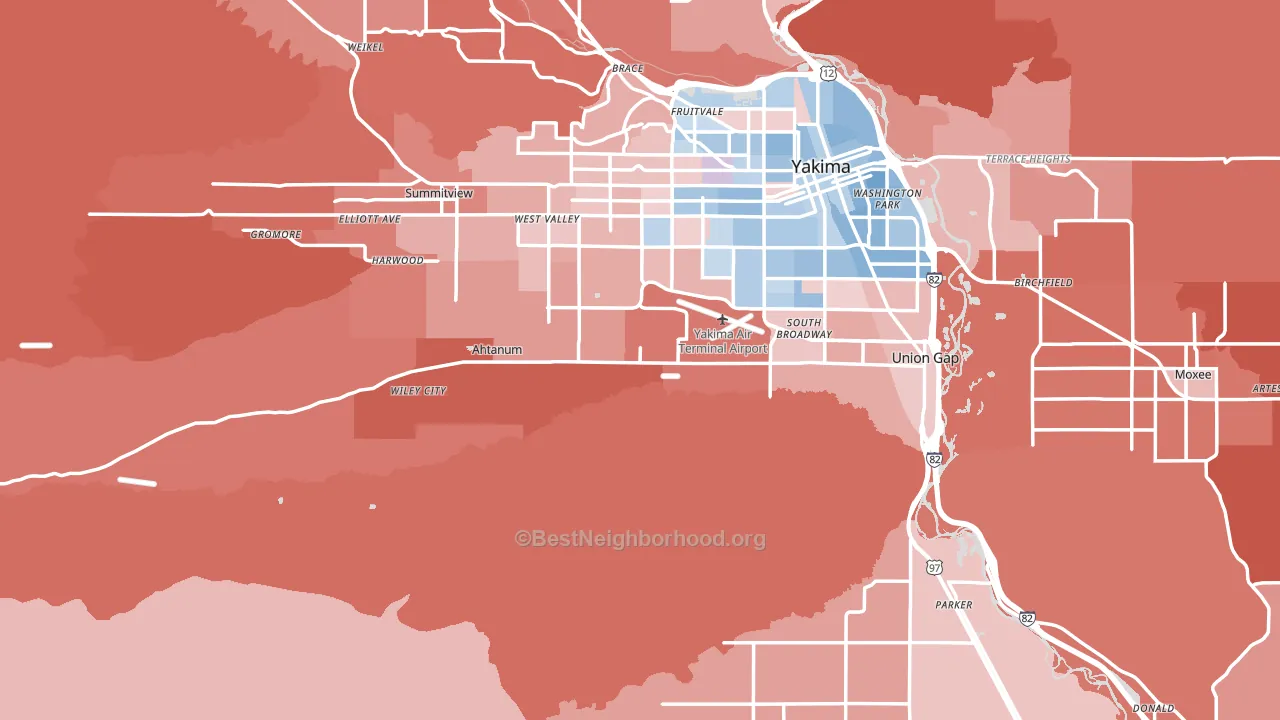 98903, WA block-group political-lean map