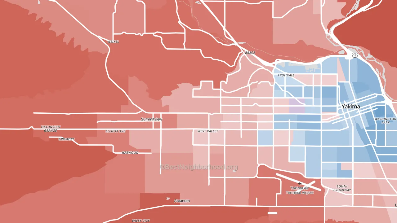 98908, WA block-group political-lean map