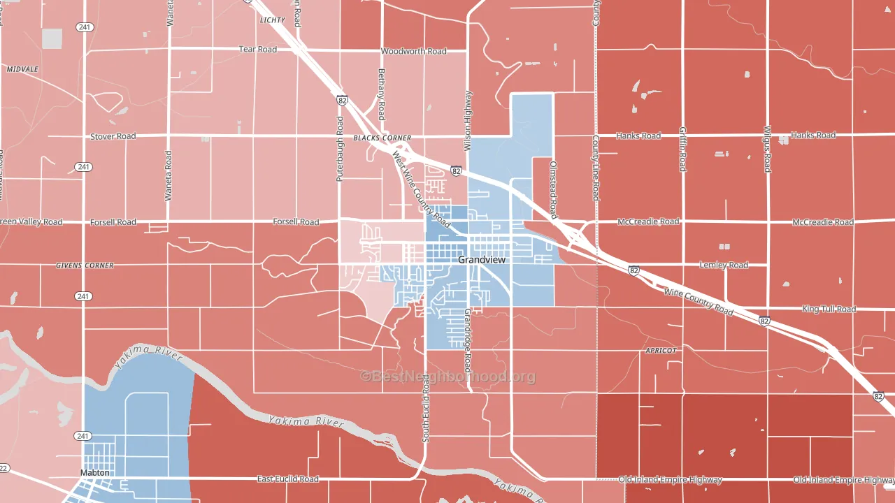 98930, WA block-group political-lean map