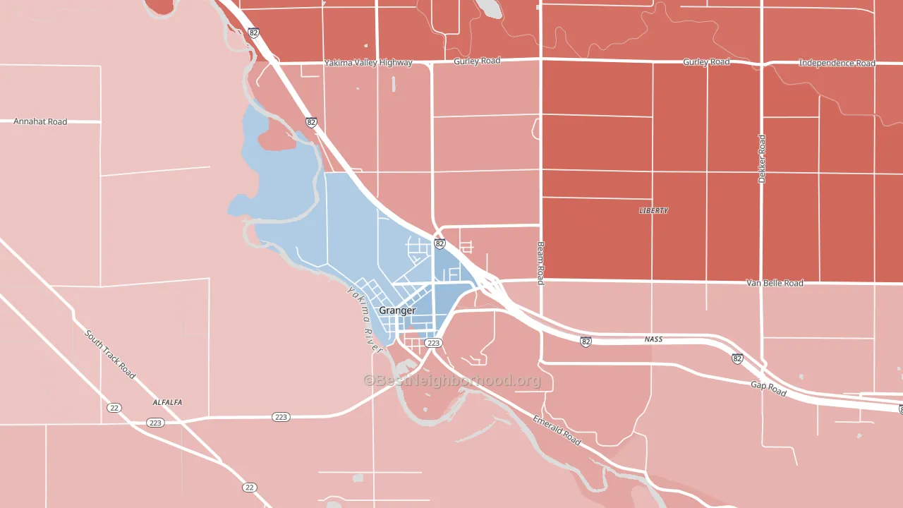 98932, WA block-group political-lean map