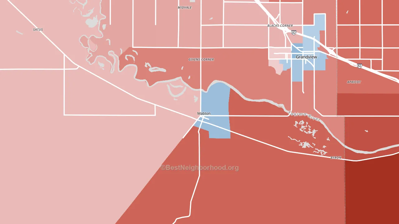 98935, WA block-group political-lean map