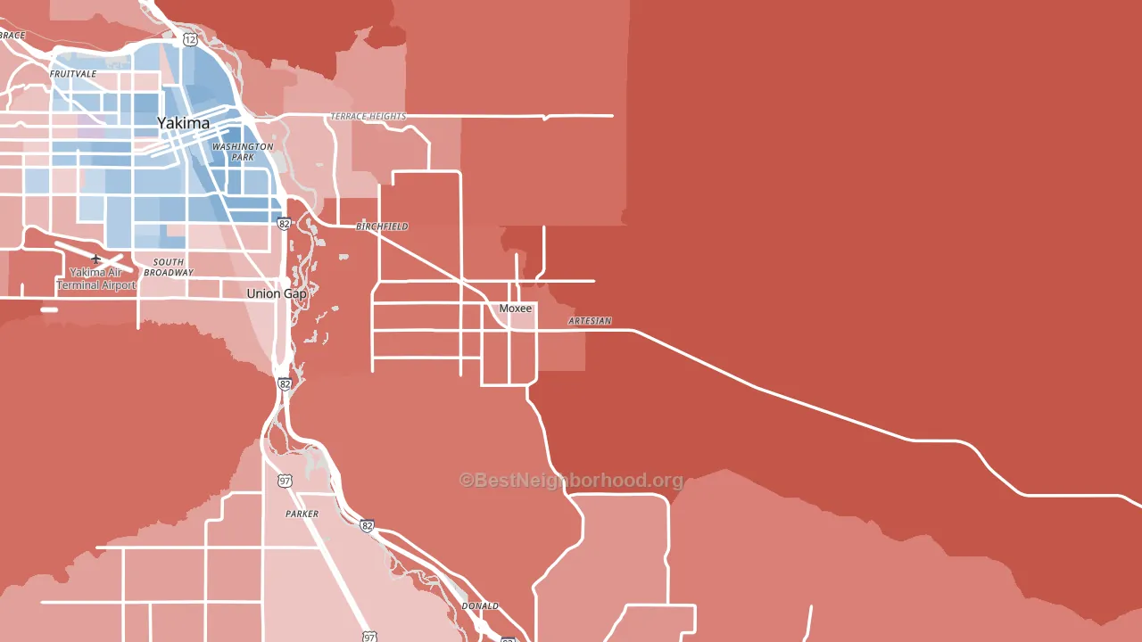 98936, WA block-group political-lean map