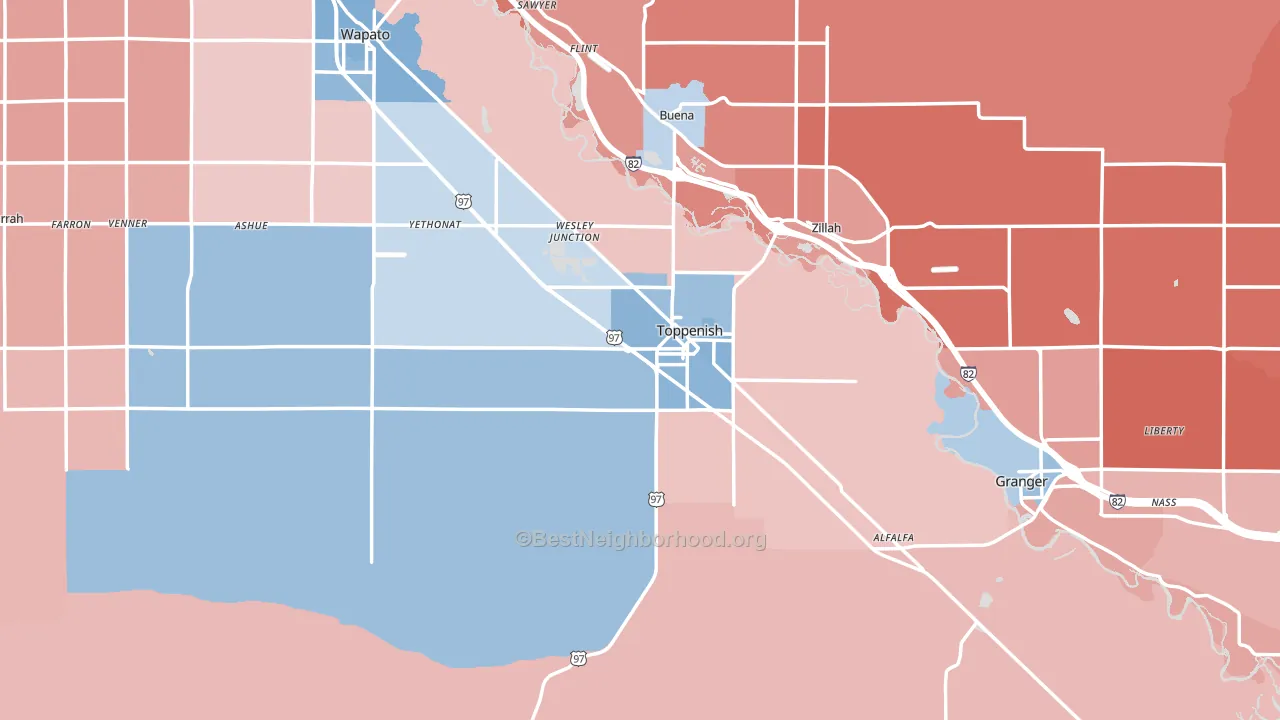 98948, WA block-group political-lean map