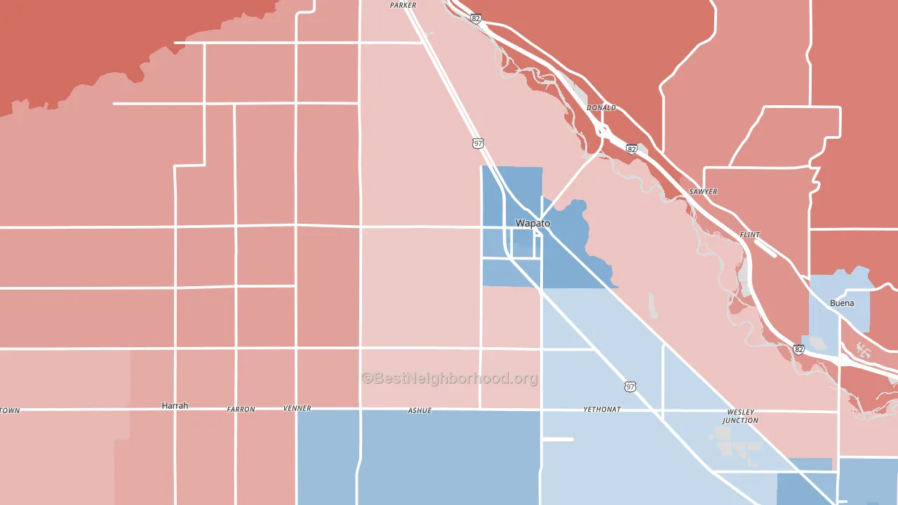 98951, WA block-group political-lean map