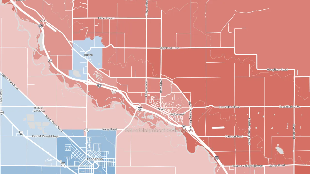 98953, WA block-group political-lean map