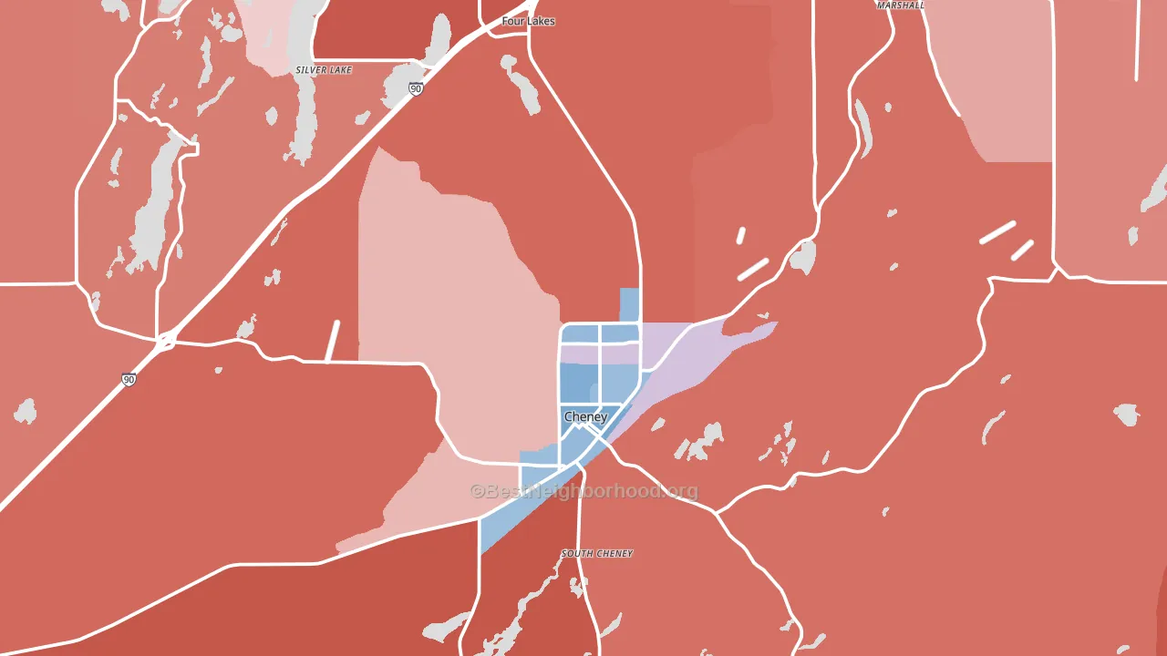 99004, WA block-group political-lean map