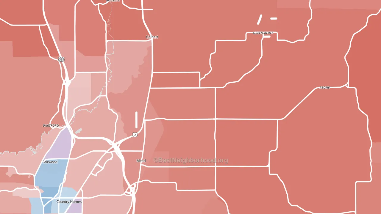 99021, WA block-group political-lean map