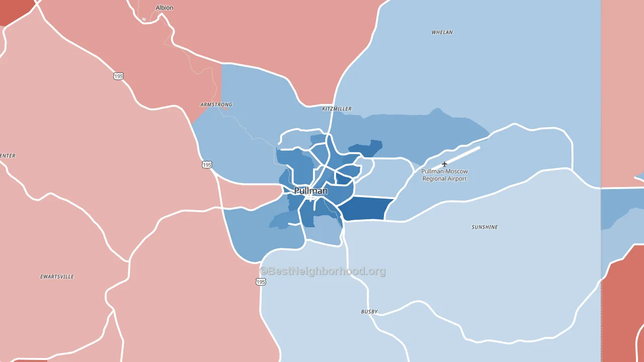 99163, WA block-group political-lean map