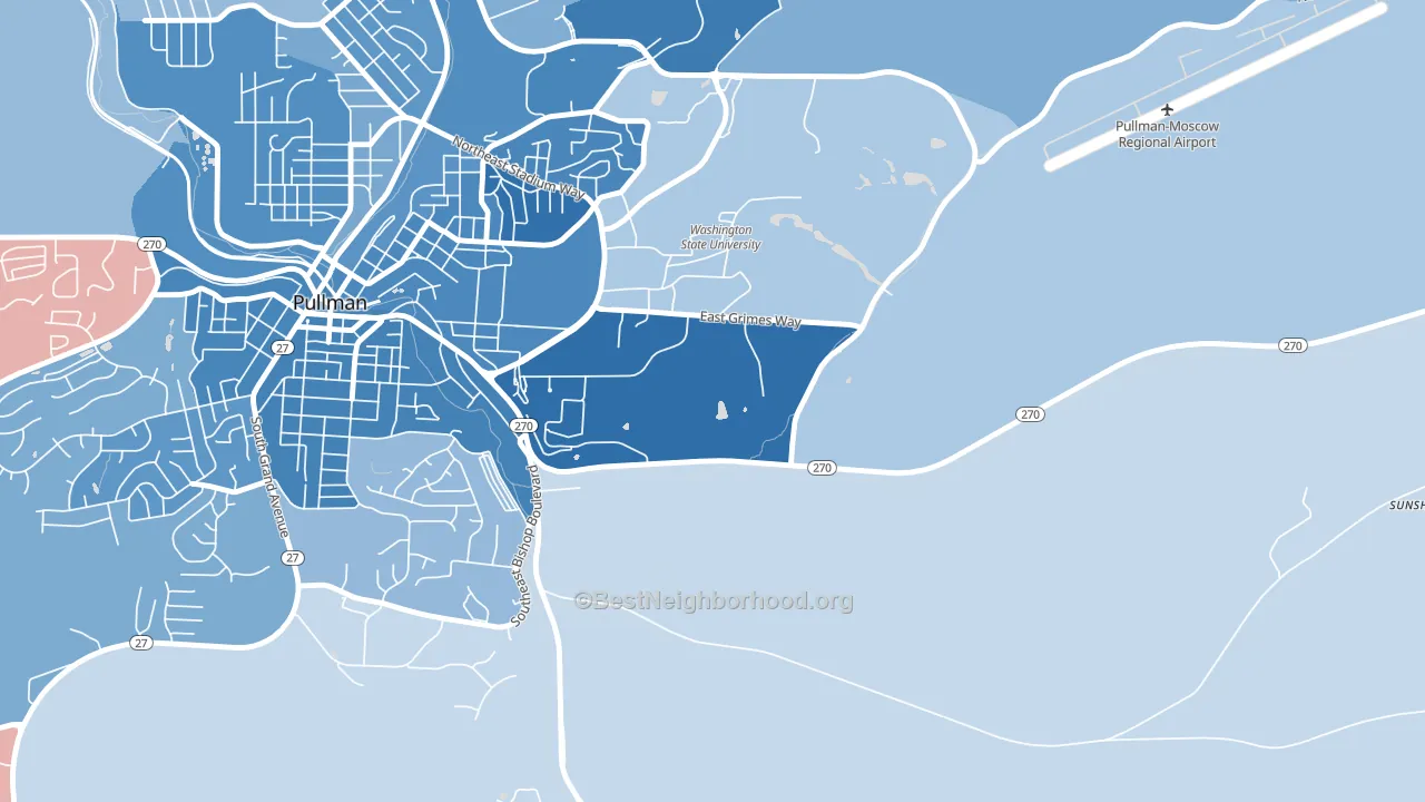 99164, WA block-group political-lean map