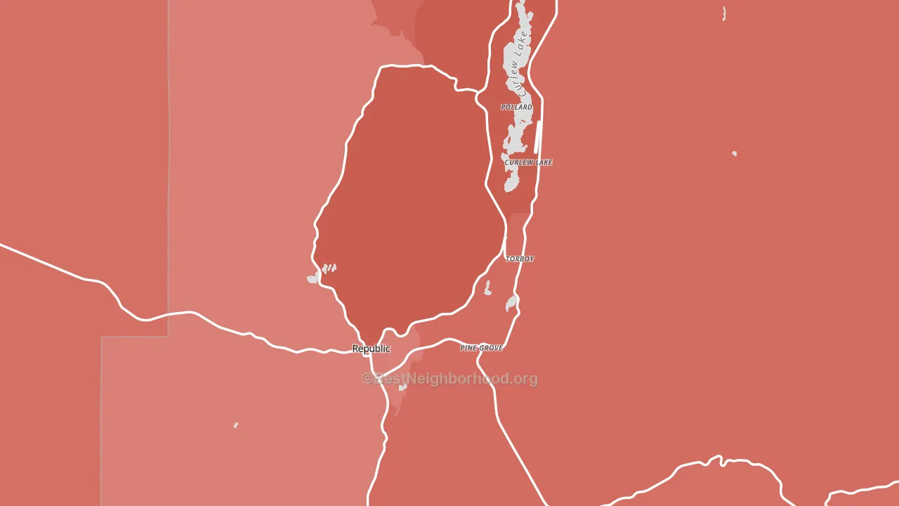 99166, WA block-group political-lean map