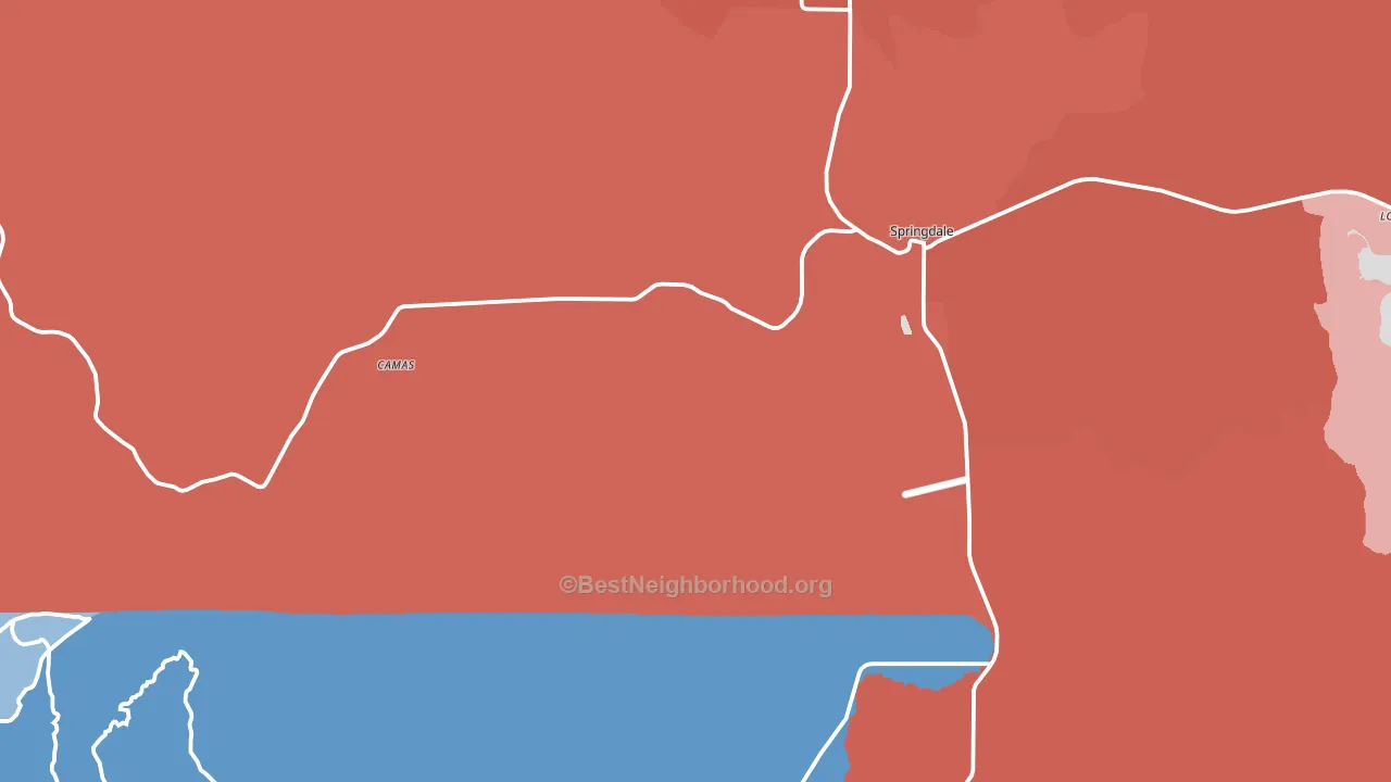 99173, WA block-group political-lean map