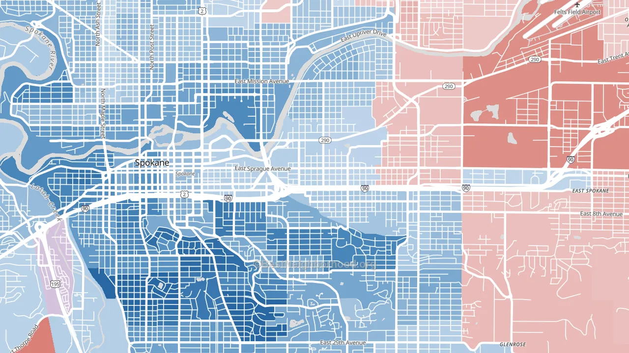99202, WA block-group political-lean map