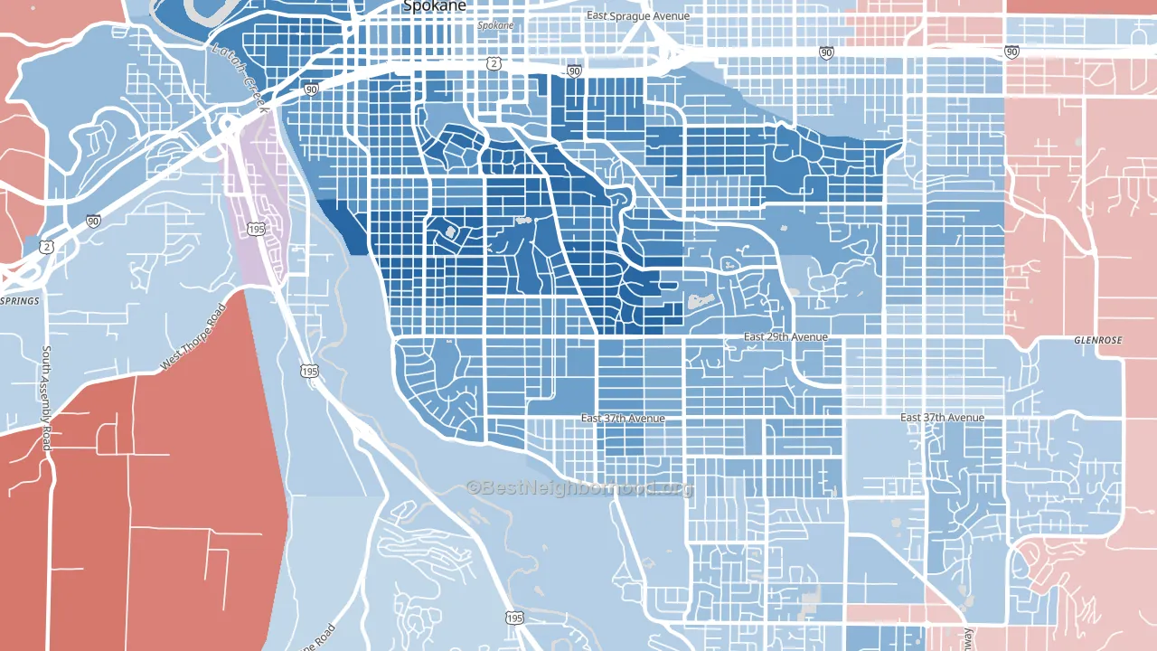 99203, WA block-group political-lean map