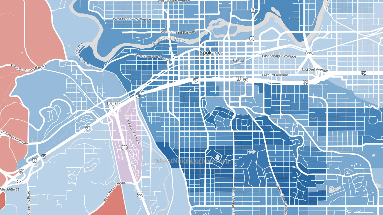 99204, WA block-group political-lean map