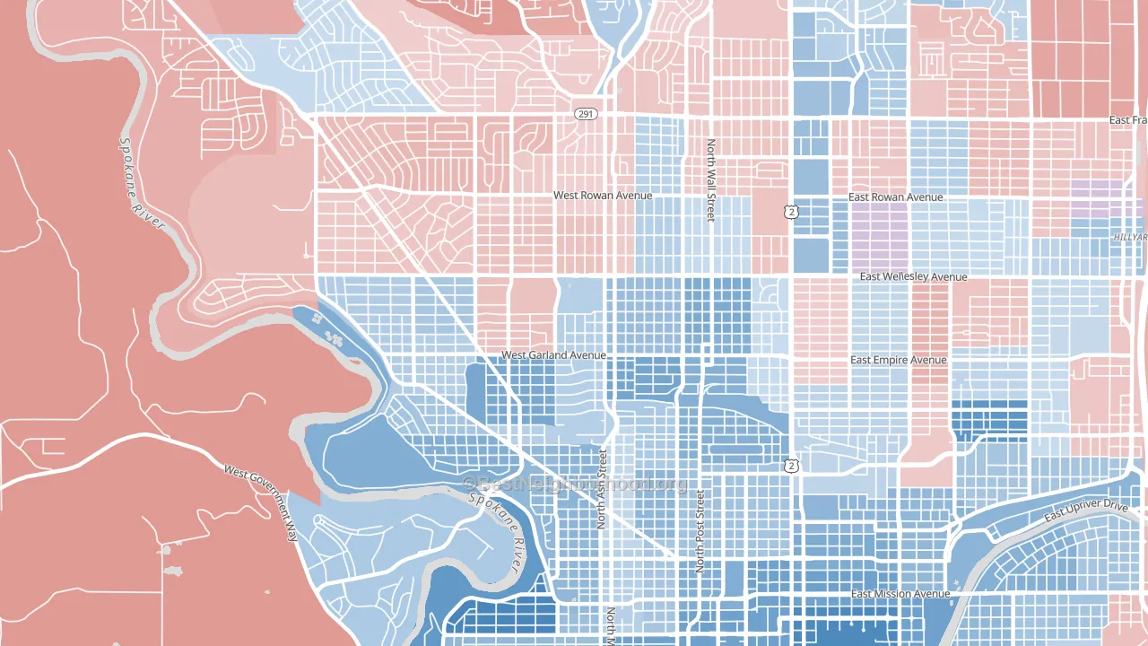 99205, WA block-group political-lean map